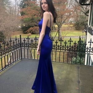 Royal blue satin prom or pageant dress